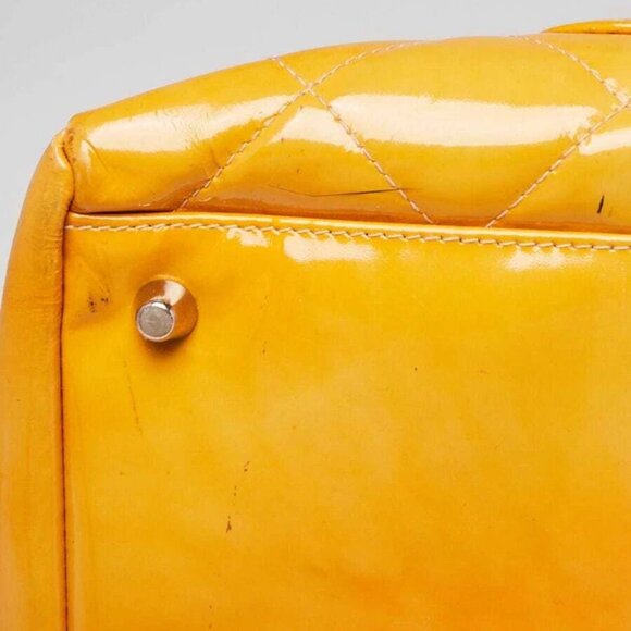 Chanel Yellow Quilted Patent Leather Large Frame Top Tote Bag - Picture 10 of 12